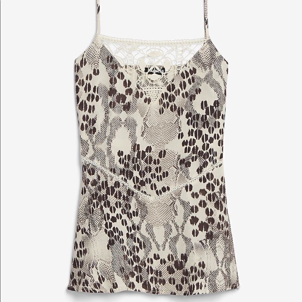 💼NWT Express Hi Neck Lace Animal Print Cami. - Picture 7 of 8